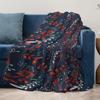 Dark Floral Print Fleece Blanket Soft Warm Throw Blanket For Sofa Bed Decorative Gift