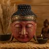 Buddha Head Statue Wooden Red Shine Finish 25cm
