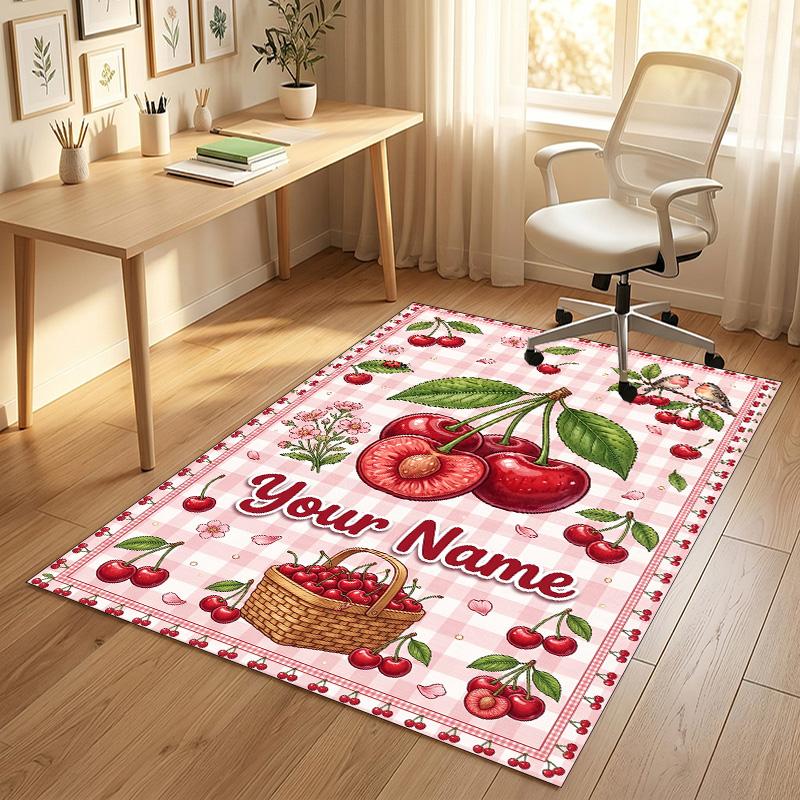 Floral Garden Theme Crystal Velvet Rug Personalized Custom Name Text Soft Floor Mat Home Decor
