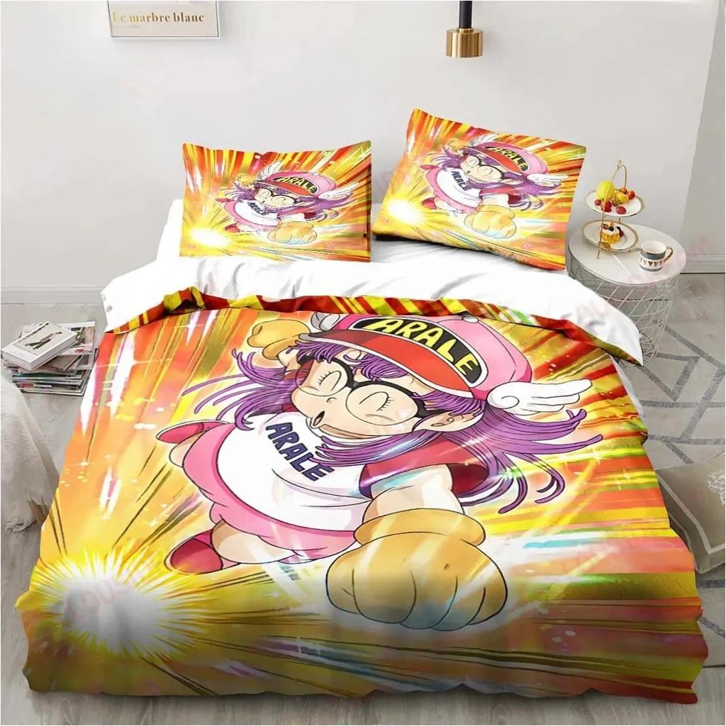 3D Carton DR S-Slump Arale Beding Set Shet King Twin Double Child Beding Set Mircofiber or Polyester Soft with Soft Fabric Duvet Cover Sets