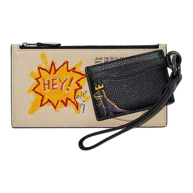 

Coach X Basquiat Collaboration Pouch Trio 25 Color Block Small Bag Set Nylon Pebble Leather Clutch Women bags Bronze Ivory Black C5602-QBT1F Basic Set (Bag+Dust Bag)