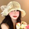 Butterfly Knot Lace Sun Hat For Women Summer Beach Sun Protection Foldable Wide Brim Fashion Accessory
