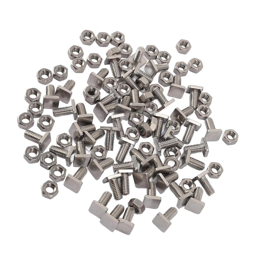 50 Sets Greenhouse Nuts and Bolts, Stainless Steel Ex Nuts and T Bolts Greenhouse Screws M6 X 13 Screws M6 Nuts Tool Assortment Set for Installing