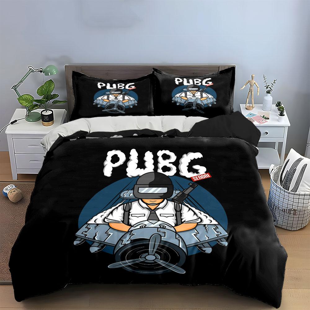 """Logo PUBG con soldato." Set lenzuola Set copripiumino Copripiumini Federe"""(1*Copripiumino 2*Federe senza imbottitura piumone)