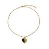 Waterproof 18K Gold-Plated Heart Pendant Necklace with Stainless Steel, White Mother of Pearl, and Abalone Shell
