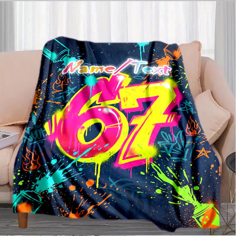 1PC Custom Name Graffiti Art Celebration Flannel Blanket Versatile,all-season Throw Suitable for the Living Room,bedroom,camping,travel,and Gift