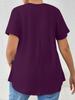 2026 European & American Casual Women's V-neck Solid Color Short Sleeve Cross Strap T-shirt
