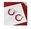 Angkor Red Small Hoop Earrings: Retro Design, 925 Silver Needle