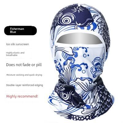 Sun Protection Mask for Men, Ice Silk Headscarf, Cycling Neck Gaiter, Neck Protector, Summer Fishing Full-Face Cover, Face Mask
