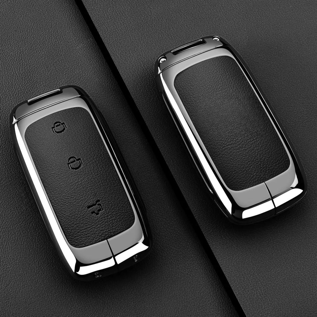 Zinc Alloy Leather Car Key Case Cover for Geely EX5 Galaxy Starship 7 EM-i L7 E8 E5 Remote Keychain Housing Fob Accessories
