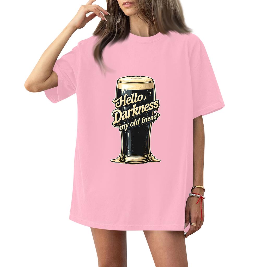 ( Darknss My Old Freend) Women's Fashion Casual Short-Sleeve Neck St. Patrick's Day Printed Shirt/T-Shirt Top