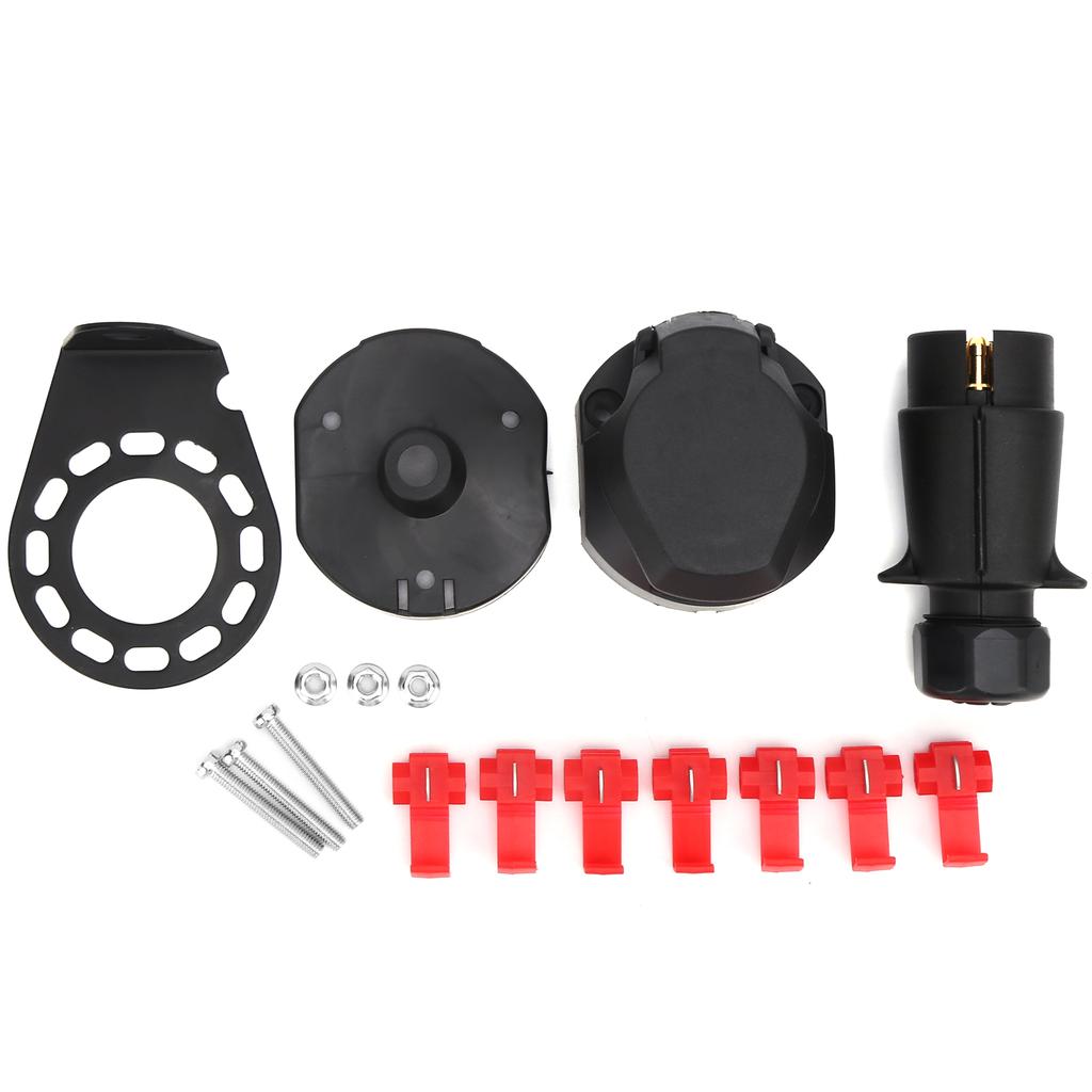 Trailer Adapter Trailer Parts Trailer Plug Connector Kit 7 Pin 92x50mm Universal Corrosion Resistant Iron Durable Trailer Socket