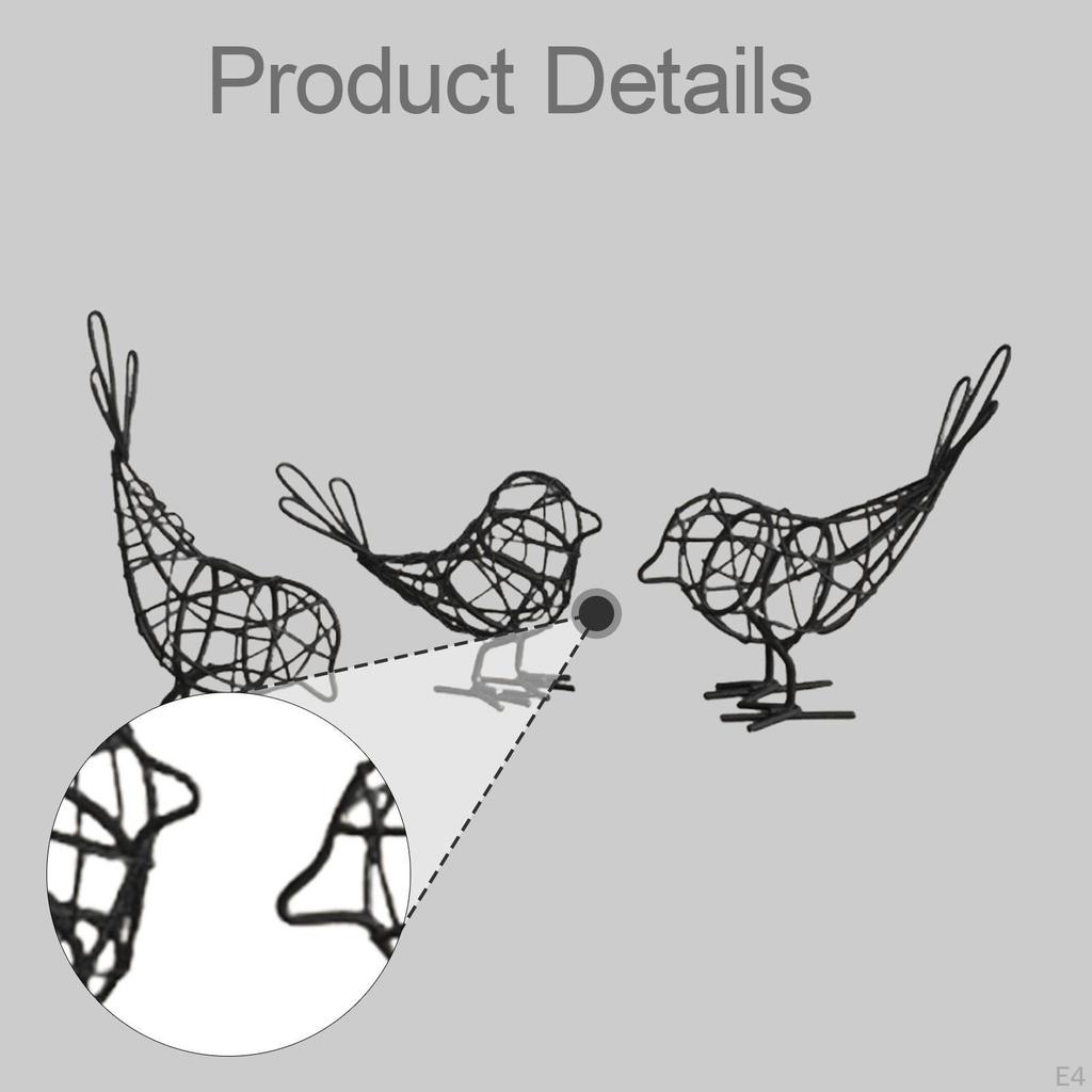 Bird Statue Iron Figure Set for Home Decoration, Animal Sculptures, Table Ornaments Living Room,