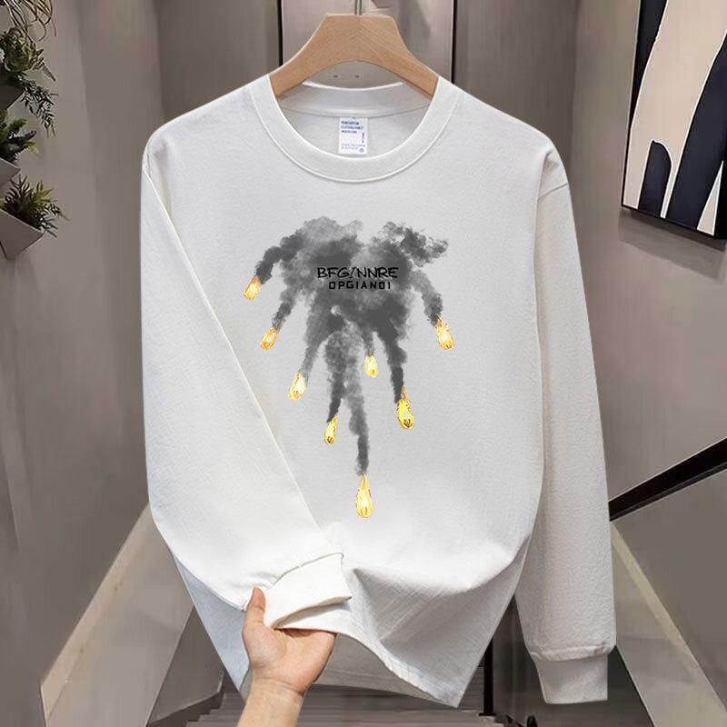 Heavy Trendy Brand Cotton T-Shirt Long-Sleeved Men'S Bottoming Shirt Trendy Autumn And Winter Men'S And Women'S Crew Neck Sweater