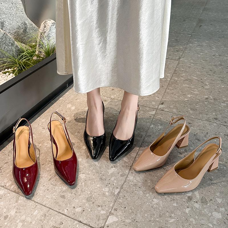 Pointed-toe Shoes, High Heels, Women's Thick-soled Sandals, Wrap-around Sandals