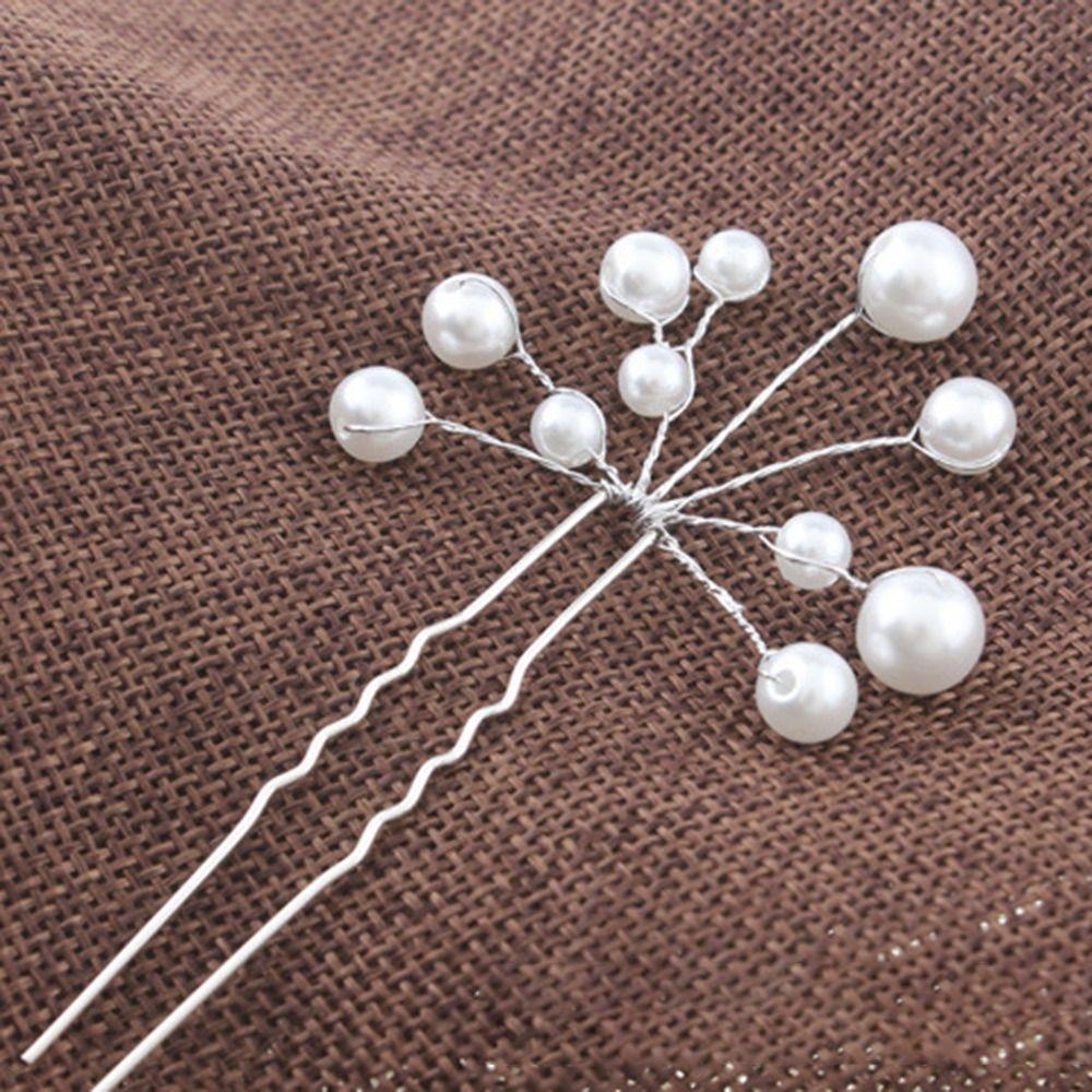 Metal Bridal Hairpin U-shaped Rhinestone Hair Clip Elegant Crystal Flower Hair Fork  Wedding