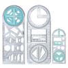 Multifunctional Geometric Ruler Geometric Drawing Template Measuring Tool Plastic Draft Rulers for School Office Supplies