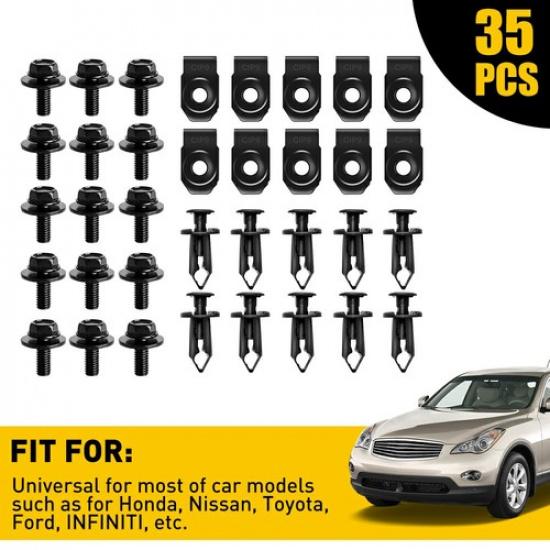 For Ford Truck Body & Bolts U-nut Clips - 35pcs M6 Engine Cover Undertray Screws