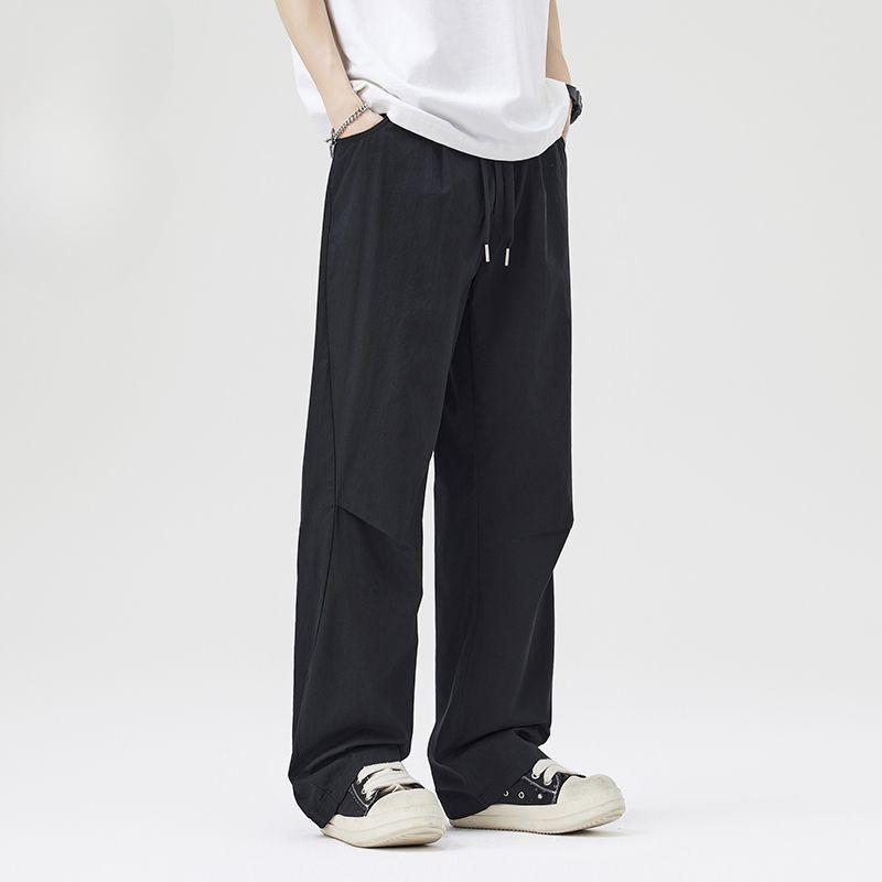 Summer New American Solid Color Straight Casual Pants Men's Drape Loose Stacking Wide Leg Trousers Men