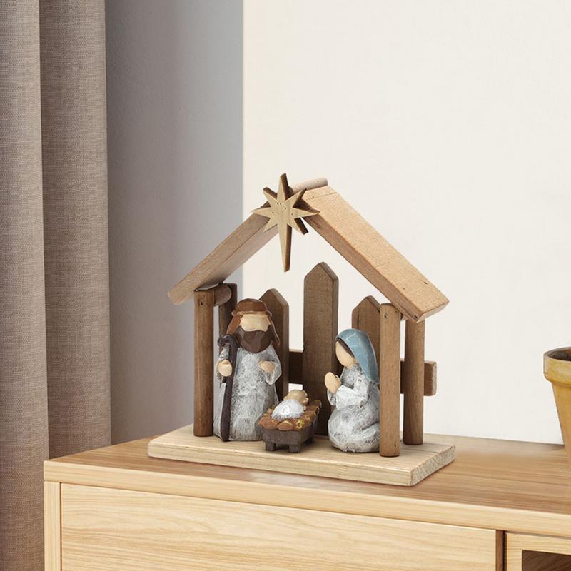 Nativity Scene Statues Jesus Birth Figurines Desk Ornament Christmas Nativity Religious Nativity Tabletop Holiday Figures