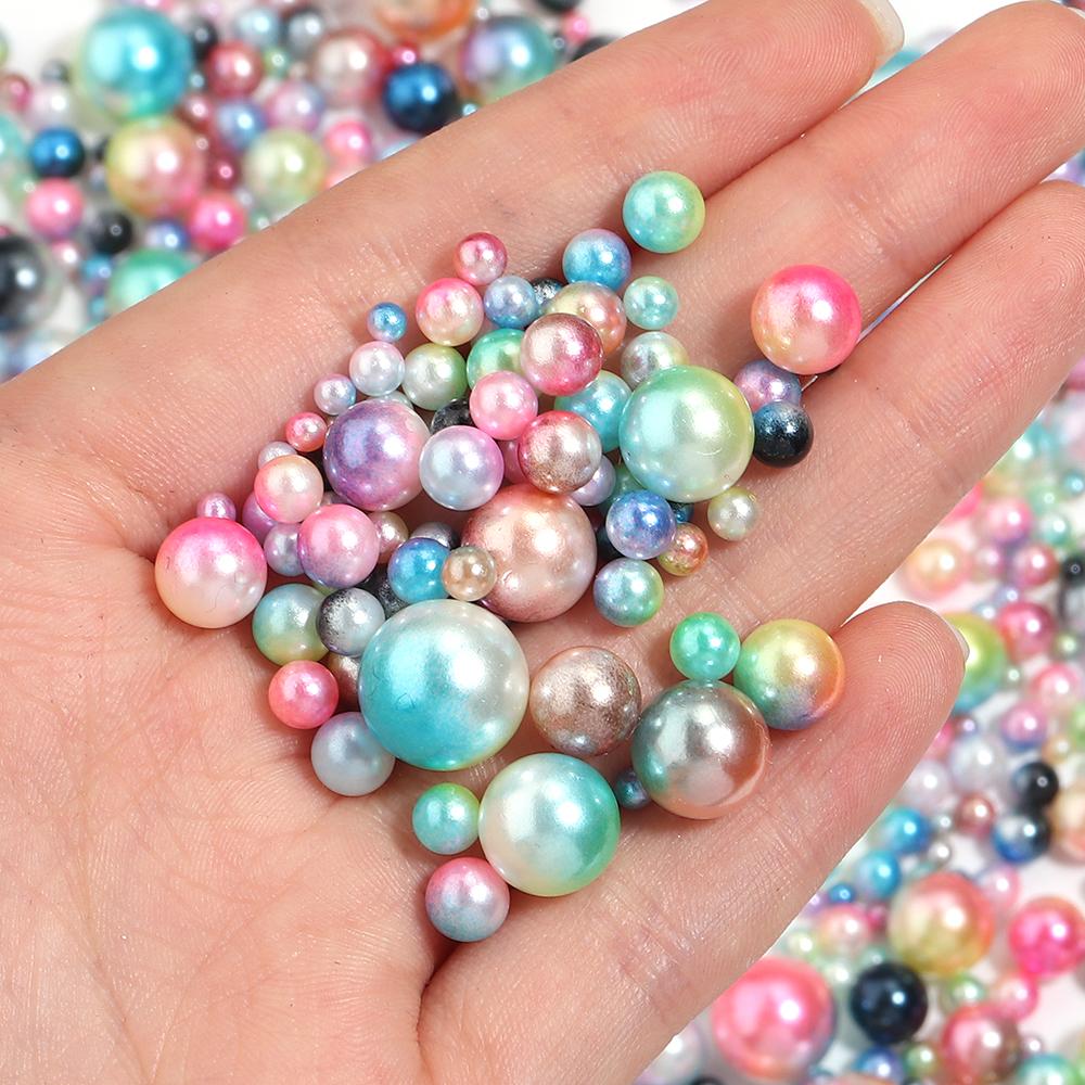 50-500pcs 3/4/5/6/8/10/12mm ABS No Hole Imitation Pearl Beads Colorful Round Loose Spacer Beads For DIY Jewelry Making Supplies