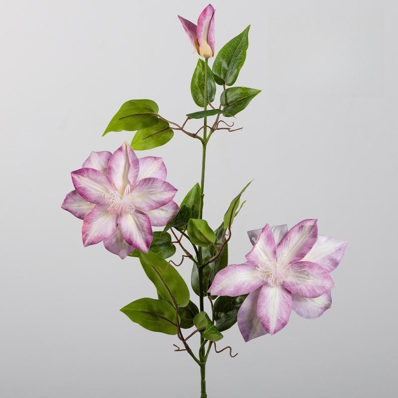 5pcs Artificial Flower 86cm Cream Clematis Branch Home Living Room Decoration Fake Flowers Simulated Creams Clematises Plant