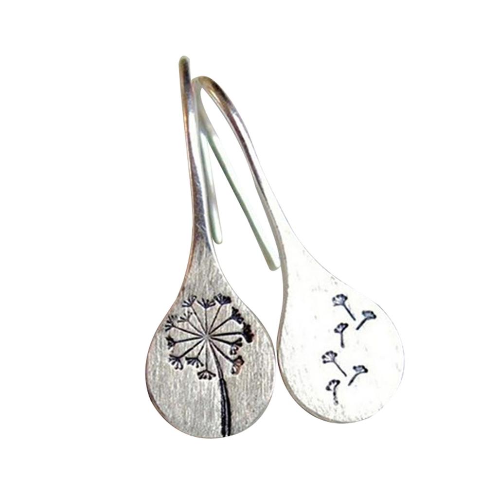 Nature-inspired Dandelions Earrings Simple Geometric Silver Color Hook Drops Dangle Earrings For Woman