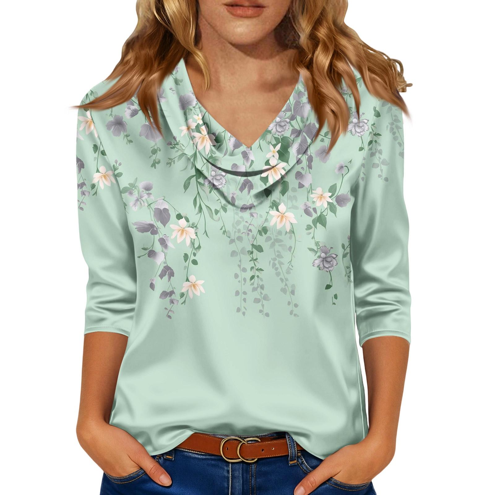 Блузка для женщин нарядная с рукавом 3/4, рубашки для делового кэжуал, топы XXL