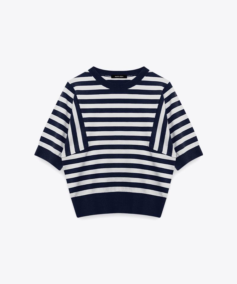 MARIE CLAIRE Striped Cutout Round Knit (Mafbkn44Mny)