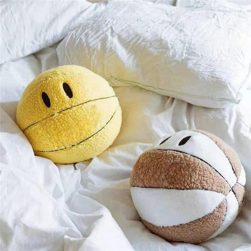 32Cm Creative Smile Ball Plush Toy Cute Basketball Pillow Car Home Basketball Doll Smiley Ball Vent Throw Doll Pillow