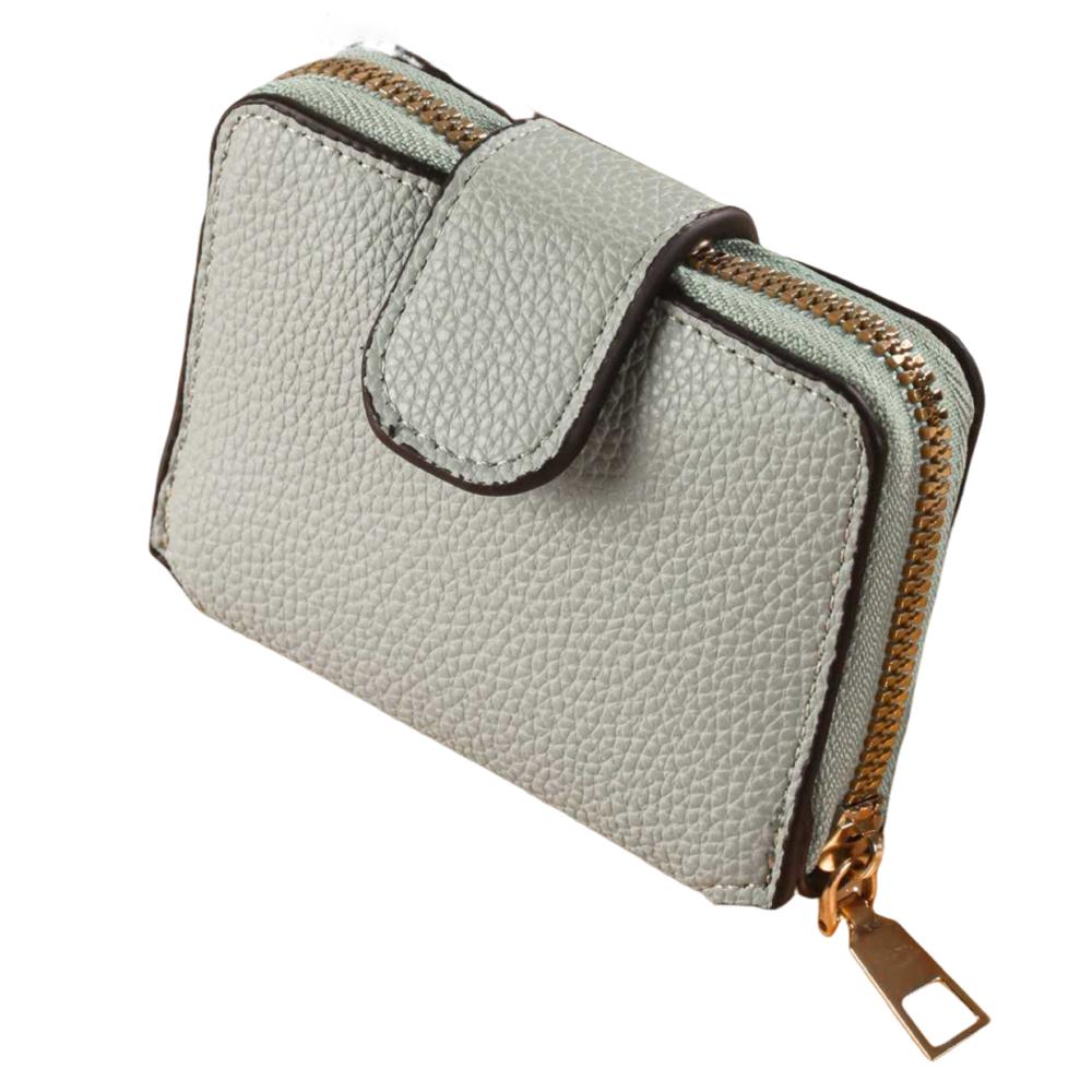 

2 Folds Women s Wallet PU Leather Credit Cards Holder Wear-resistant Zipper Coin Purse Student светло-зеленый