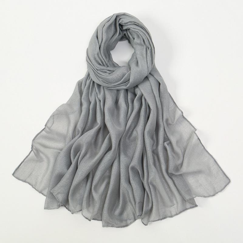 New silver silk breathable sunscreen versatile long scarf women's yarn scarf Middle Eastern women's ethnic headscarf scarf