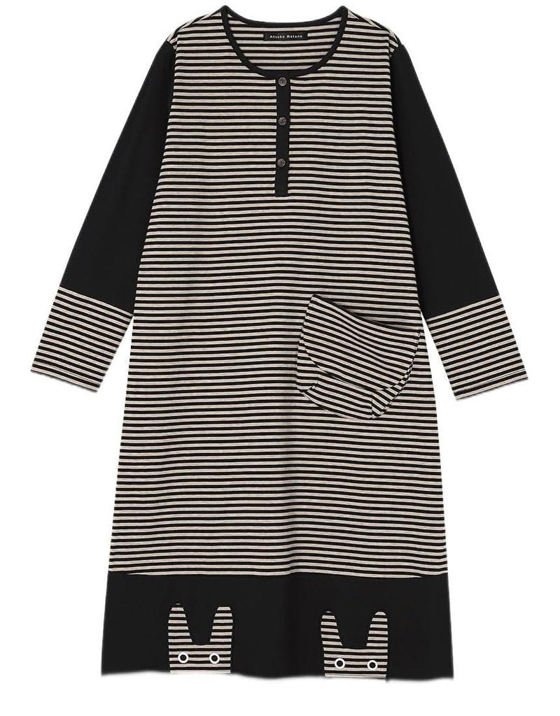 Wacoal Relax Sleep Atsuko Matano Long Sleeve Round Cotton Rabbit Sizes BL and L & Women's Dress, Neck, 100% Jersey, Print, (HNX513)