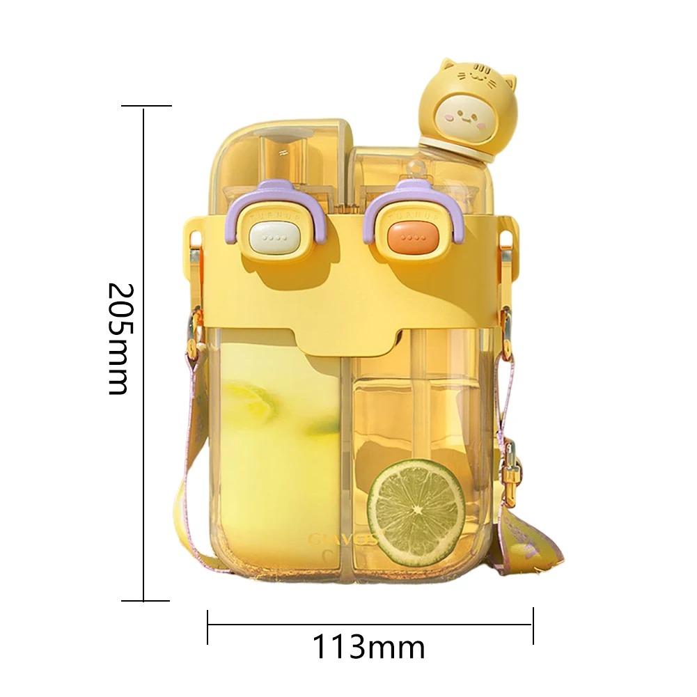 780ML Candy Colored Water Bottle Summer Children's Water Cup Double Cup High Beauty Sports Water Cup Straw Cup Kids Water Cup