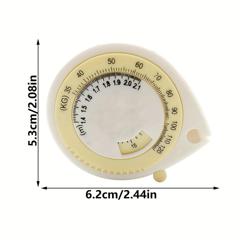 A Compact BMI Calculator Tape Measure, A 1.5-Meter/4.92-Foot Round Plastic Body Measuring Retractable Ruler, for Diet, Weight Loss, Fitness,