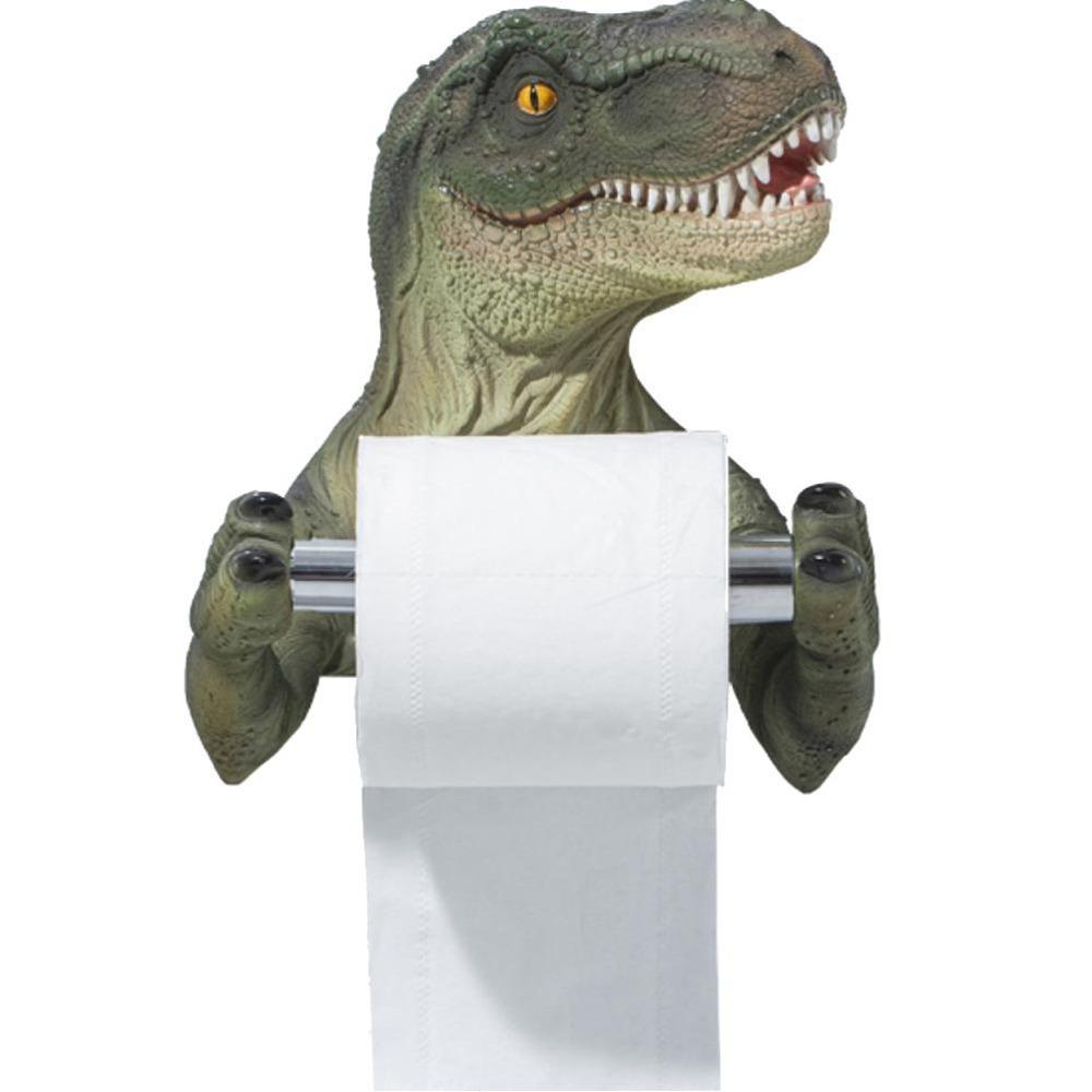 Drill-Free Dinosaur Toilet Paper Holder Wall Mounted Resin Paper Towel Dispenser For Kitchen