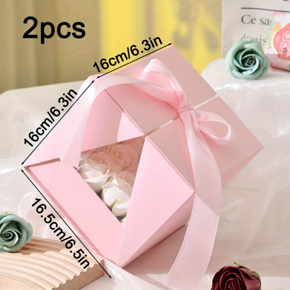 2pcs Gift Boxes Double-opening V-shaped Gift Box Creative Flower Arrangement Cube Box Treat Boxes Fold Party Favor Boxes Flower Gift Box Packaging Box