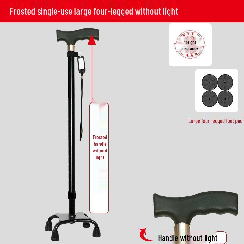 Four-Legged Aluminum Walking Cane with Light, Non-slip, Telescopic, Lightweight, Multi-functional Support for the Elderly