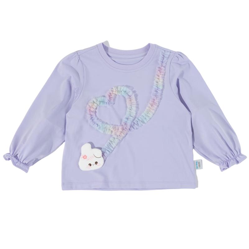 Girls' Cute Bunny Cotton Blend Long-Sleeve T-Shirt