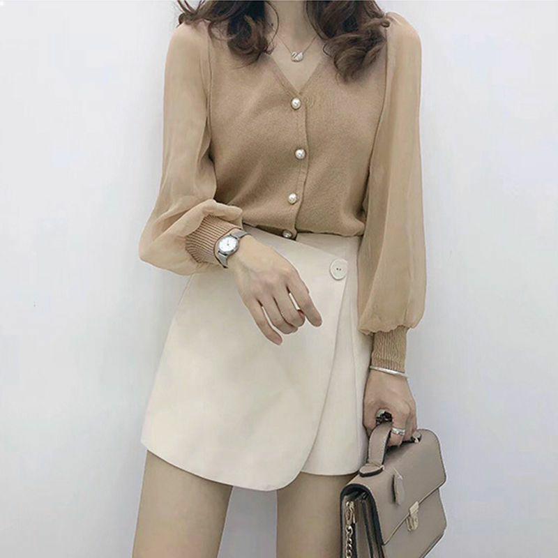 Lace Chiffon Knitted Top Women's Spring New Short Cardigan Summer Long Sleeve Underlay Fashion