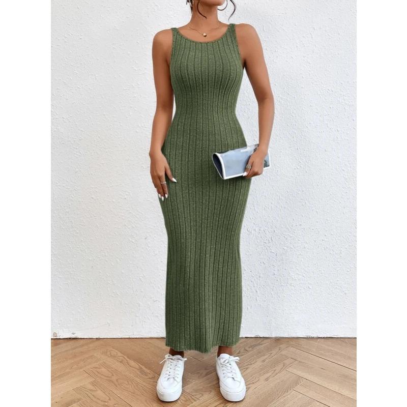 Jaro Léto Halter Dlouhé šaty bez rukávů Sexy taška s bokovým úpletem v pase