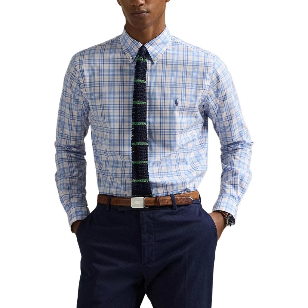 Polo Ralph Lauren Check Stretch Poplin Long Sleeve Shirt Men shirts 710966424-011