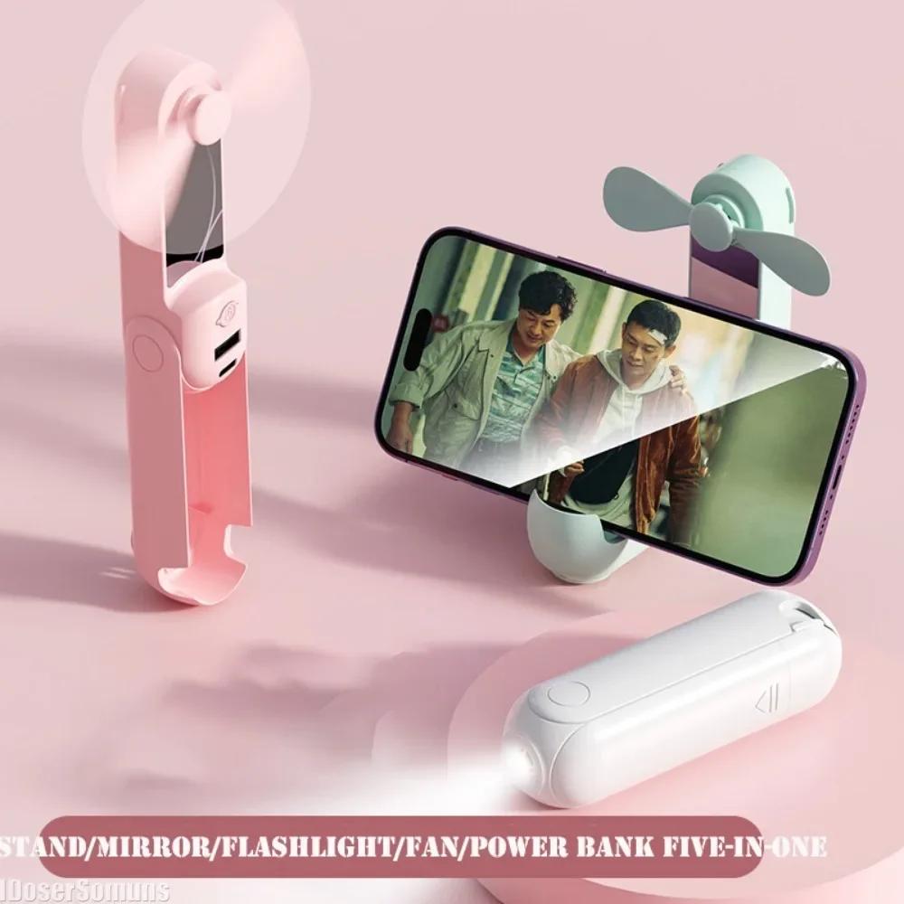 Mini Electric Fan USB Folding Handheld Stand Portable Desktop Mobile Phone Simple Charging Camp Students Summer Accessories