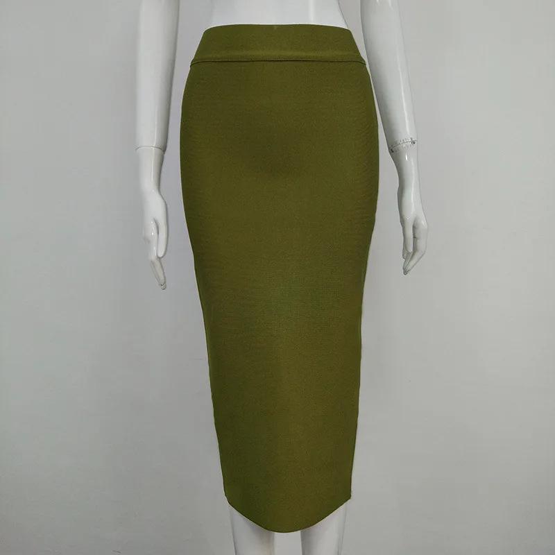 Fashionable High-Waist Elastic Bandage Skirt - Elegant Mid-Length Hip-Hugging Design