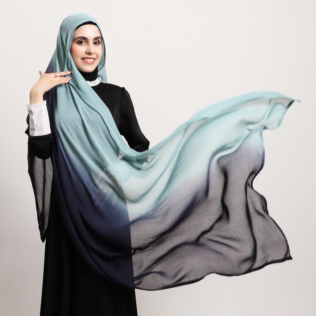 10Color High-Quality Women Gradient Cotton Modal Rayon Hijab Scarf Lady Ramadan Wraps Shawls Muslim Headband Islamic Scarves