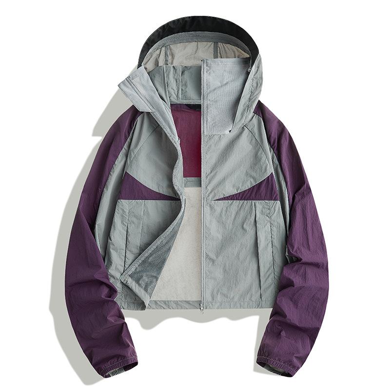 Women's super stylish summer short sun-protective shirt, hooded breathable sun-protective jacket worn outer, outdoor cooling sun-protection top