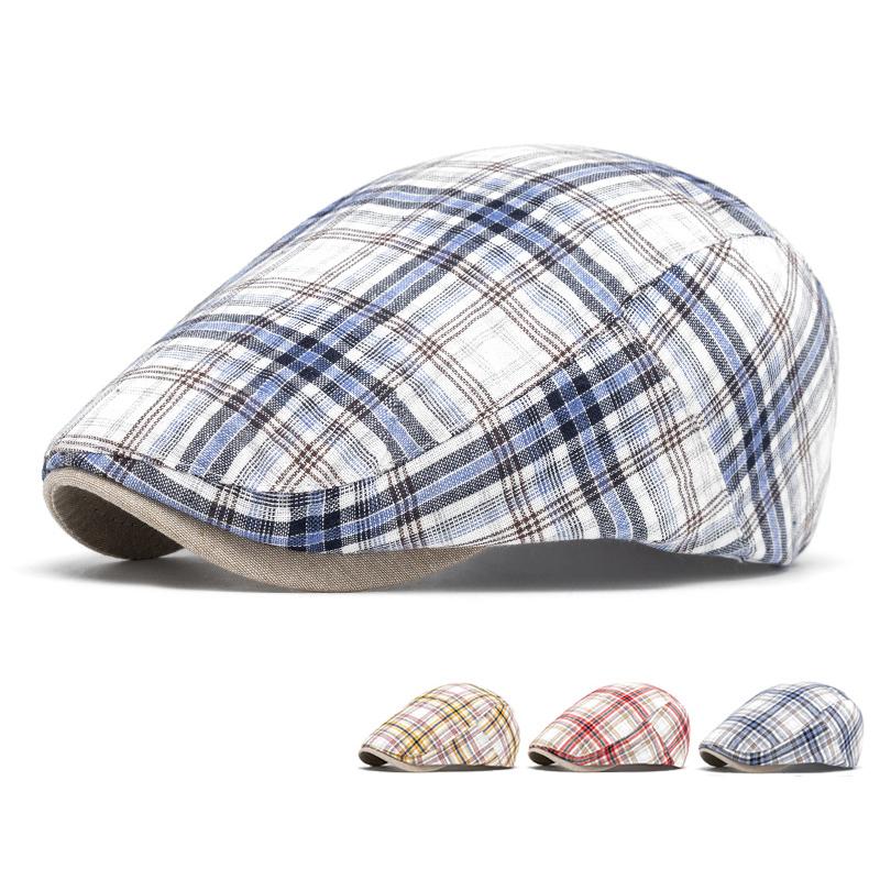 

Women s Spring Summer Thin Breathable Cap Plaid Forward Cap Men s British Newsboy Cap Retro Beret червоний