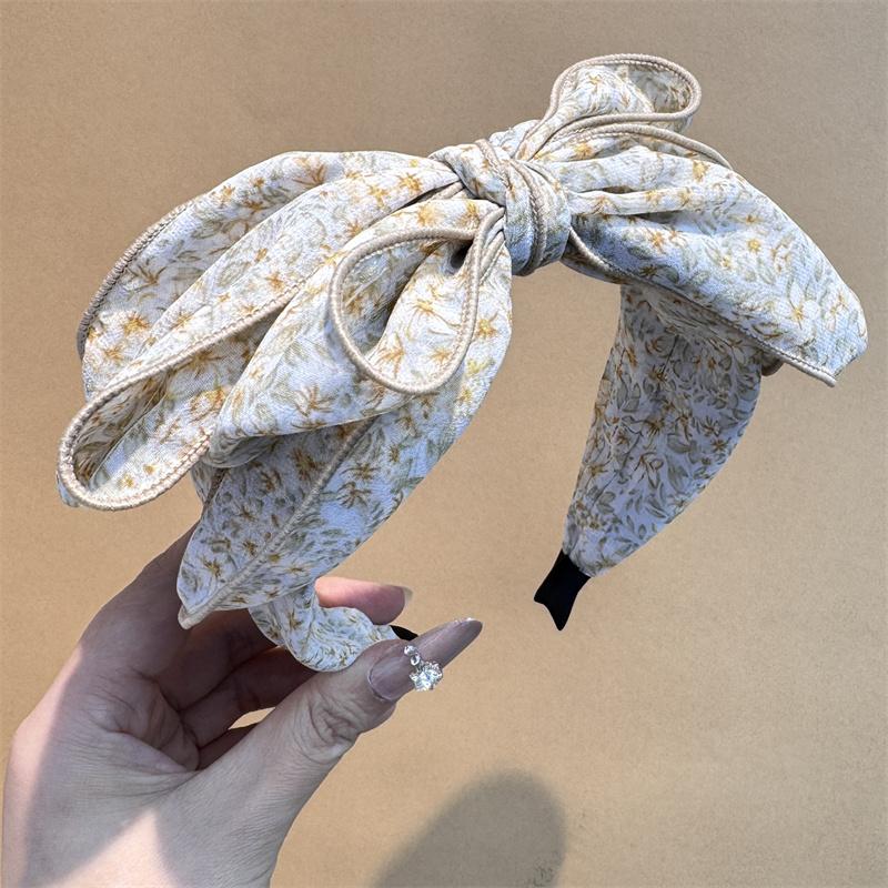 Kvinner Jenter Vakkert Roseblomst Trykk Hårbånd med Stor Sløyfe i Midten Moteabel Kvinne Fest Utendørs Hårtilbehør