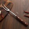 Stainless Steel Portable Outdoor BBQ Barbecue Tool with Wooden Handle, Food Meat Fork