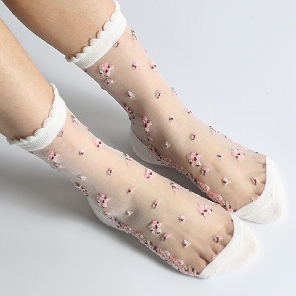 Transparent Leisure Jacquard Thin Glass Silk Bow Ankle Socks Short Sock Socks Crystal Sock